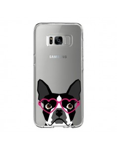 Coque Samsung S8 Boston Terrier Lunettes Coeurs Chien...