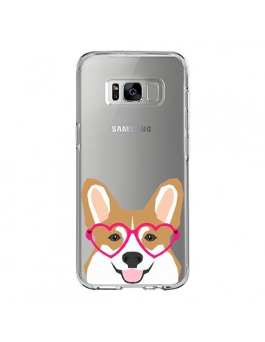 Coque Samsung S8 Chien Marrant Lunettes Coeurs Transparente - Pet Friendly