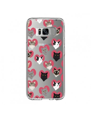 Coque Samsung S8 Chats Coeurs Transparente - Pet Friendly