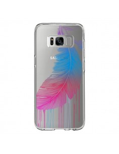 Coque Samsung S8 Plume Feather Arc en Ciel Transparente -...