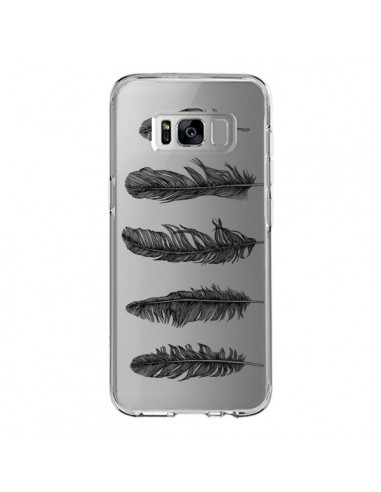 Coque Samsung S8 Plume Feather Noir Transparente - Rachel Caldwell