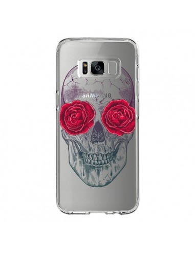 Coque Samsung S8 Tête de Mort Rose Fleurs Transparente - Rachel Caldwell