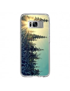 Coque Samsung S8 Hiver Paysage Neige Montagnes Sapins Ski...
