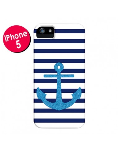 Coque Ancre Voile Marin Navy Blue pour iPhone 5 et 5S - Mary Nesrala