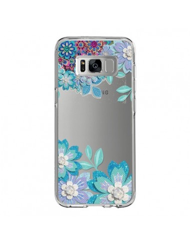 Coque Samsung S8 Winter Flower Bleu, Fleurs d'Hiver Transparente - Sylvia Cook