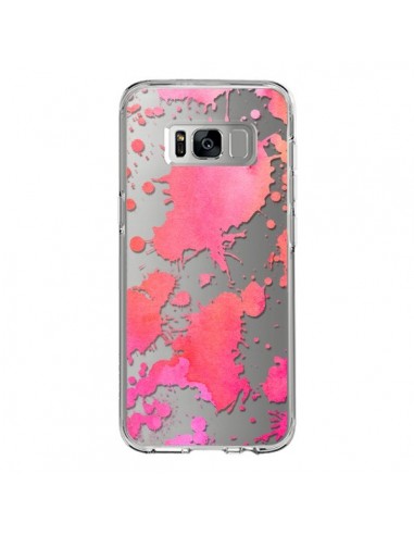 Coque Samsung S8 Watercolor Splash Taches Rose Orange Transparente - Sylvia Cook