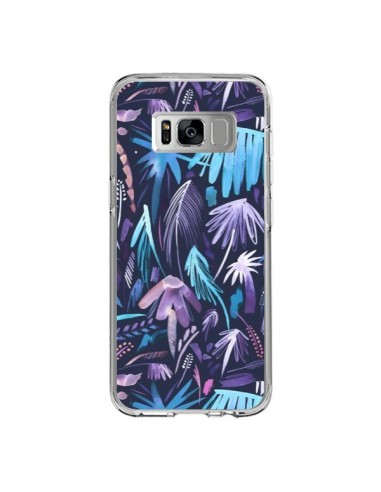 Coque Samsung S8 Brushstrokes Tropical Palms Navy - Ninola Design