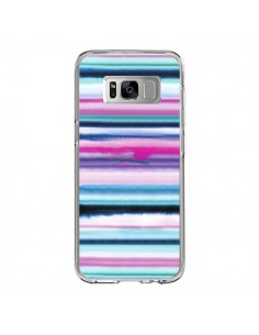 Coque Samsung S8 Degrade Stripes Watercolor Pink - Ninola...
