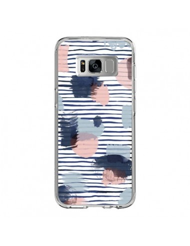 Coque Samsung S8 Watercolor Stains Stripes Navy - Ninola Design