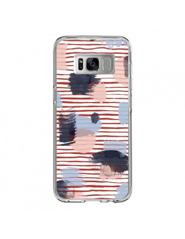 Coque Samsung S8 Watercolor Stains Stripes Red - Ninola Design