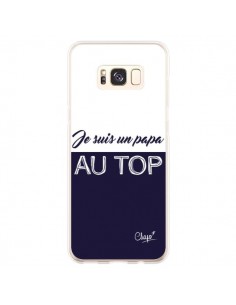 Coque Samsung S8 Plus Je suis un Papa au Top Bleu Marine...