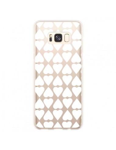 Coque Samsung S8 Plus Coeurs Heart Blanc Transparente - Project M