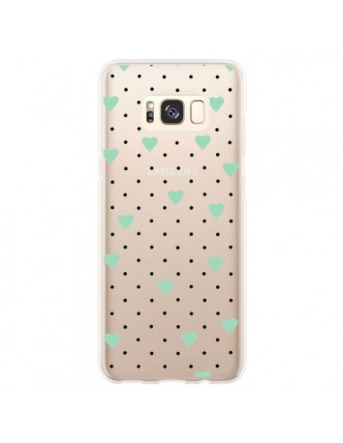 Coque Samsung S8 Plus Point Coeur Mint Bleu Vert Pin Point Heart Transparente - Project M