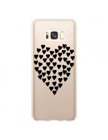 Coque Samsung S8 Plus Coeurs Heart Love Noir Transparente - Project M
