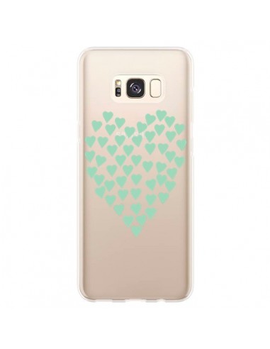 Coque Samsung S8 Plus Coeurs Heart Love Mint Bleu Vert Transparente - Project M