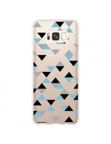 Coque Samsung S8 Plus Triangles Ice Blue Bleu Noir Transparente - Project M
