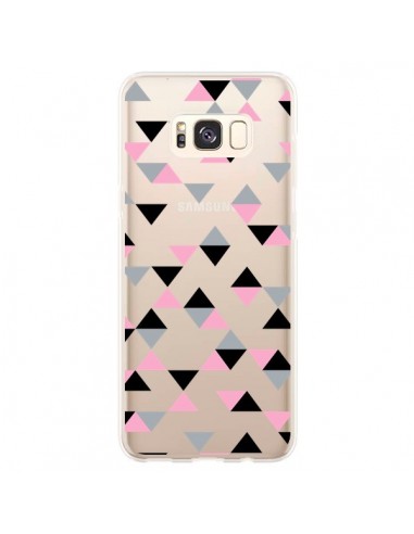 Coque Samsung S8 Plus Triangles Pink Rose Noir Transparente - Project M