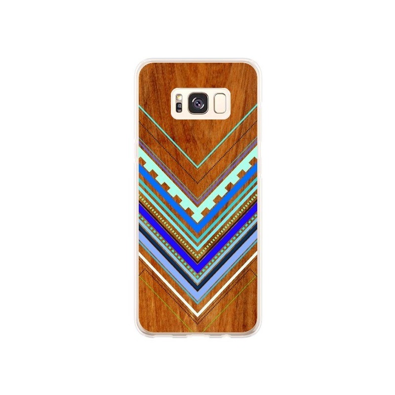 Coque Samsung S8 Plus Azteque Arbutus Blue Bois Aztec Tribal - Jenny Mhairi