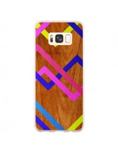 Coque Samsung S8 Plus Pink Yellow Wooden Bois Azteque...