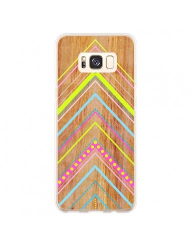 Coque Samsung S8 Plus Wooden Chevron Pink Bois Azteque Aztec Tribal - Jenny Mhairi