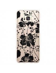 Coque Samsung S8 Plus Fleurs Noirs Flower Transparente -...