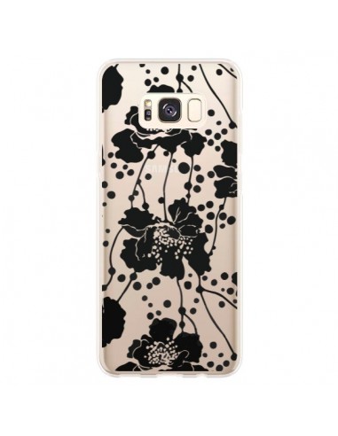 Coque Samsung S8 Plus Fleurs Noirs Flower Transparente - Dricia Do