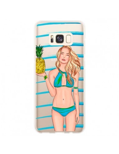 Coque Samsung S8 Plus Malibu Ananas Plage Ete Bleu Transparente - kateillustrate