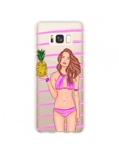 Coque Samsung S8 Plus Malibu Ananas Plage Ete Rose Transparente - kateillustrate