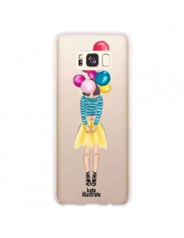 Coque Samsung S8 Plus Girls Balloons Ballons Fille Transparente - kateillustrate