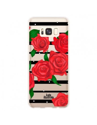 Coque Samsung S8 Plus Red Roses Rouge Fleurs Flowers Transparente - kateillustrate