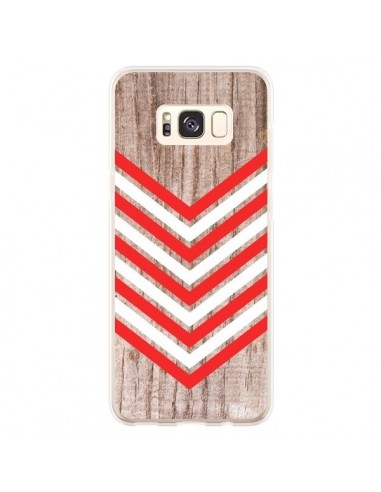 Coque Samsung S8 Plus Tribal Aztèque Bois Wood Flèche Rouge Blanc - Laetitia