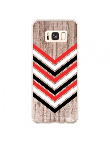 Coque Samsung S8 Plus Tribal Aztèque Bois Wood Flèche Rouge Blanc Noir - Laetitia