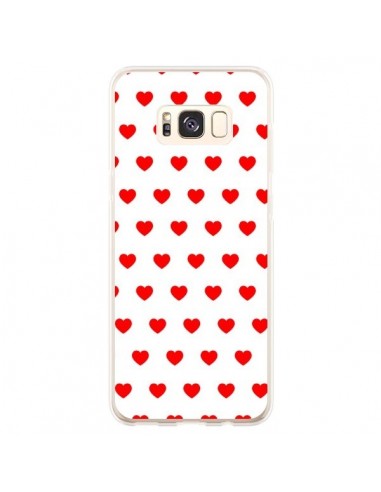 Coque Samsung S8 Plus Coeurs Rouges Fond Blanc - Laetitia