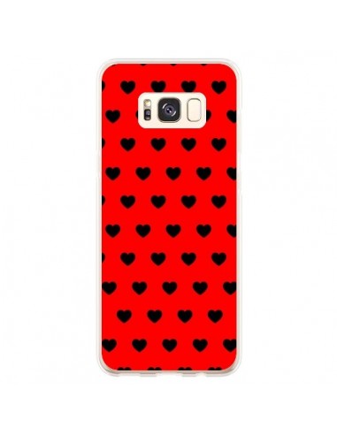 Coque Samsung S8 Plus Coeurs Noirs Fond Rouge - Laetitia