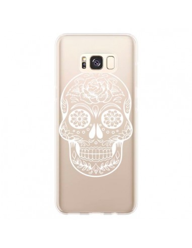 Coque Samsung S8 Plus Tête de Mort Mexicaine Blanche Transparente - Laetitia