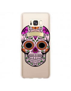 Coque Samsung S8 Plus Tête de Mort Mexicaine Noir Rose...