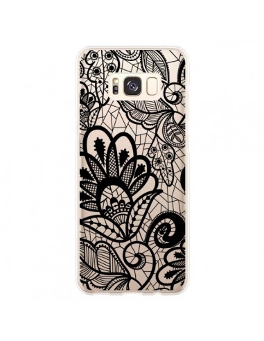 Coque Samsung S8 Plus Lace Fleur Flower Noir Transparente - Petit Griffin