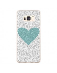 Coque Samsung S8 Plus Coeur Bleu Vert Argent Love - Mary...