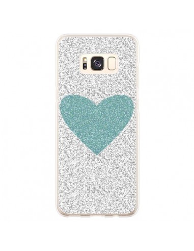 Coque Samsung S8 Plus Coeur Bleu Vert Argent Love - Mary Nesrala