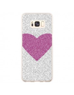 Coque Samsung S8 Plus Coeur Rose Argent Love - Mary Nesrala