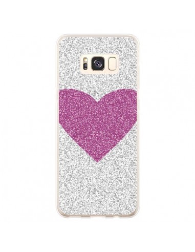 Coque Samsung S8 Plus Coeur Rose Argent Love - Mary Nesrala