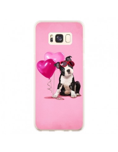 Coque Samsung S8 Plus Chien Dog Ballon Lunettes Coeur Rose - Maryline Cazenave