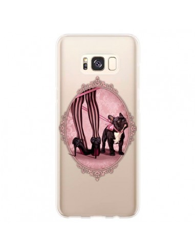 Coque Samsung S8 Plus Lady Jambes Chien Bulldog Dog Rose Pois Noir Transparente - Maryline Cazenave