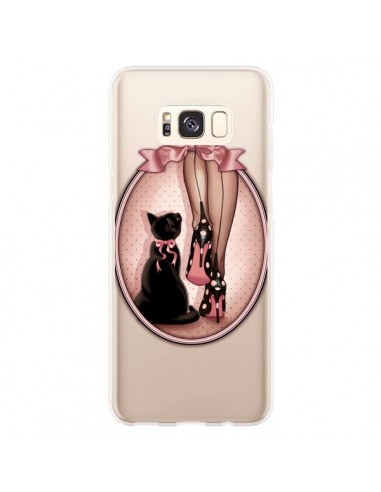 Coque Samsung S8 Plus Lady Chat Noeud Papillon Pois Chaussures Transparente - Maryline Cazenave