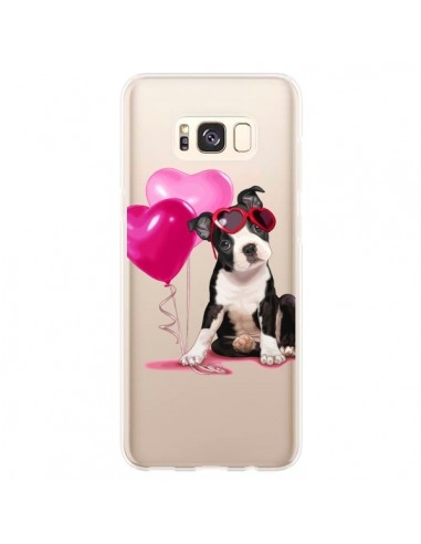 Coque Samsung S8 Plus Chien Dog Ballon Lunettes Coeur Rose Transparente - Maryline Cazenave
