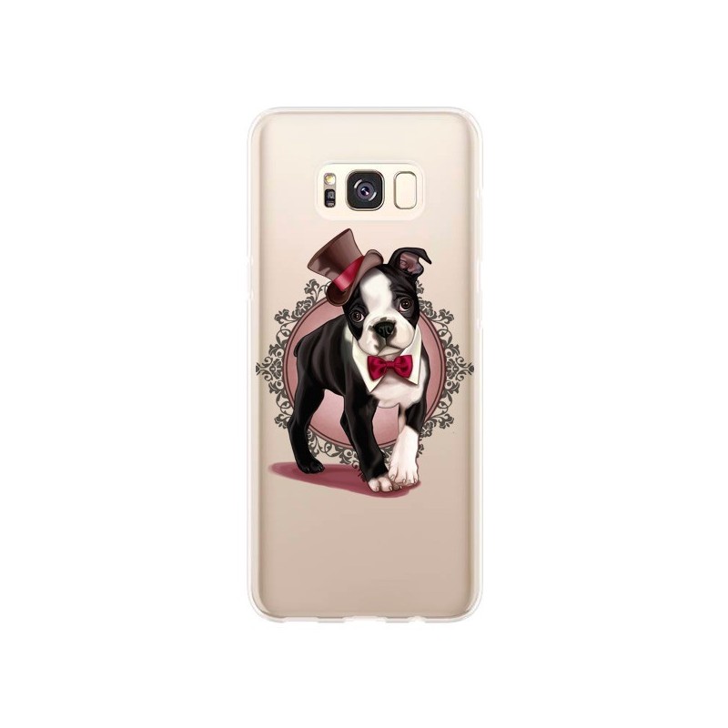 Coque Samsung S8 Plus Chien Bulldog Dog Gentleman Noeud Papillon Chapeau Transparente - Maryline Cazenave