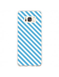 Coque Samsung S8 Plus Bonbon Candy Bleue et Blanche Rayée...