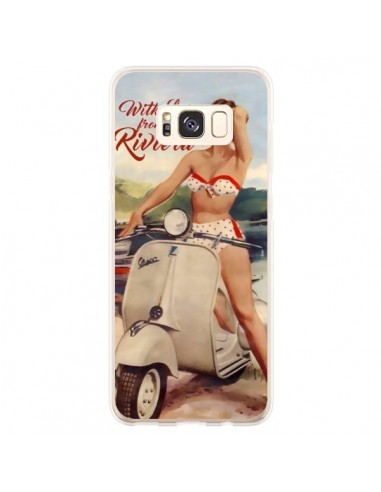 Coque Samsung S8 Plus Pin Up With Love From the Riviera Vespa Vintage - Nico