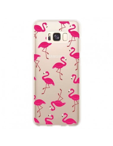 Coque Samsung S8 Plus flamant Rose et Flamingo Transparente - Nico