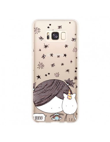 Coque Samsung S8 Plus Petite Fille et Licorne I Believe Transparente - Nico